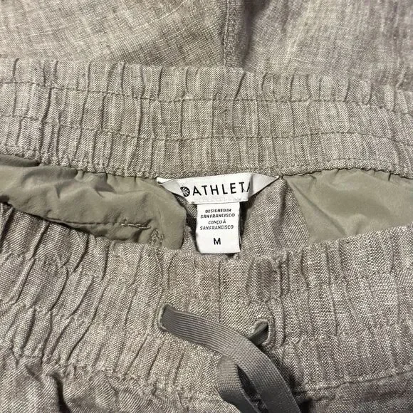 Athleta Pants Womens M Retreat Linen High Rise Ankle Pyrite Brown Lounge Beachy - Picture 8 of 13